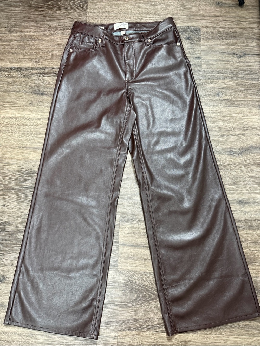 Universal Thread Faux Leather High Rise Wide Leg Pants Brown Size 10R
